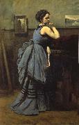 Corot Camille The lady of blue oil painting on canvas